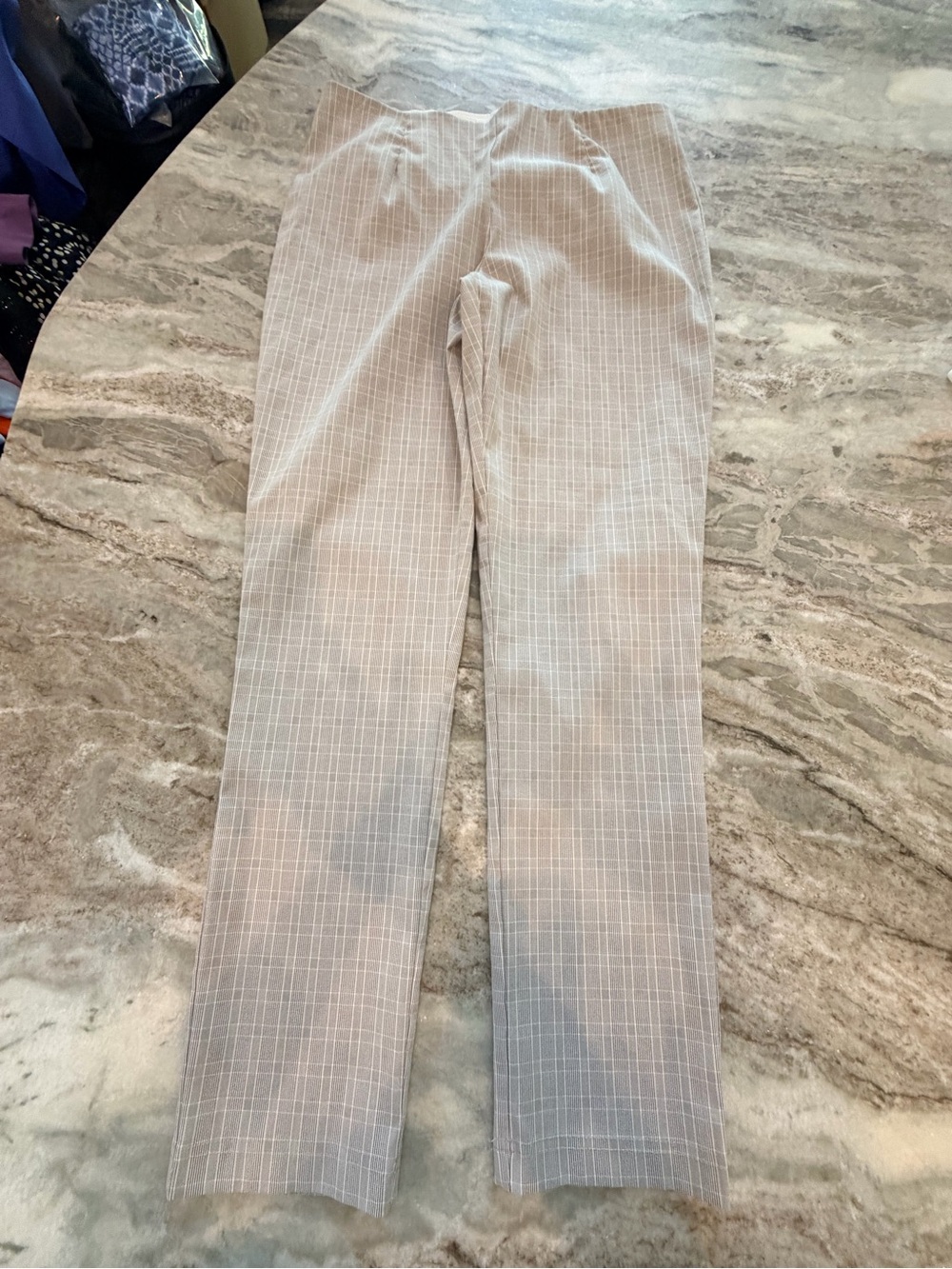 Calvin Klein Beige Plaid Straight-Leg Pants